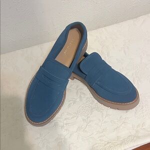 Blue Suede Loafers for Women